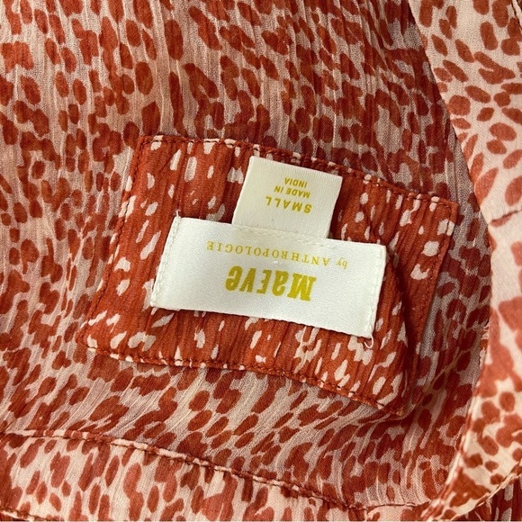 Maeve x Anthropologie Adrian Sheer Tunic Dress In Dark Orange Women's Size S - Picture 10 of 10